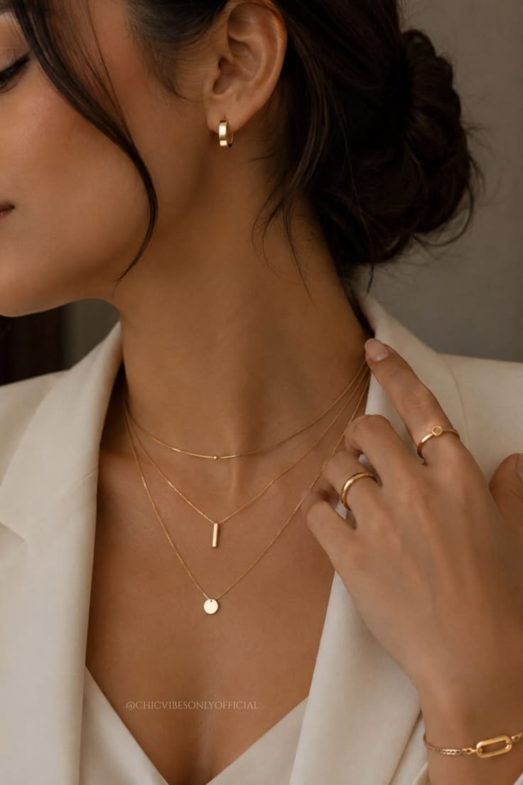 minimal gold jewelry styling for an elegant work look