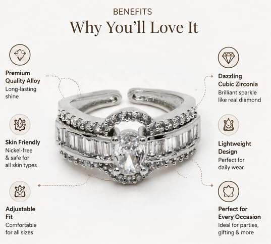 Adjustable Cubic Zirconia Ring - Image 3