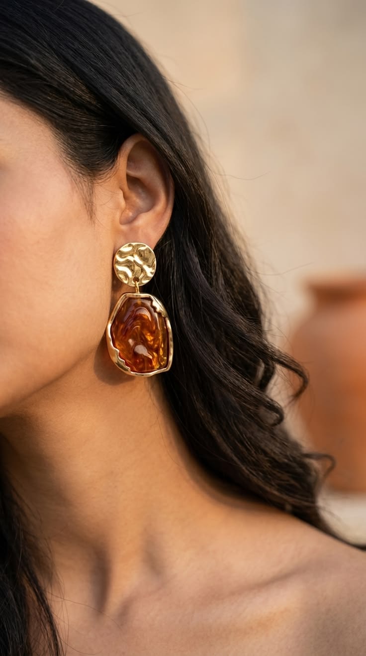 Amber Stone Earring