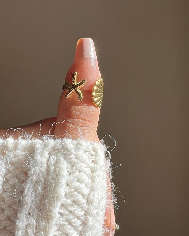 Stainless Steel Shell & Starfish Adjustable Ring - Image 6