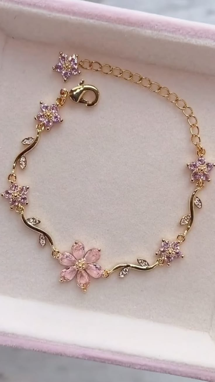 Pink Flower Bracelet